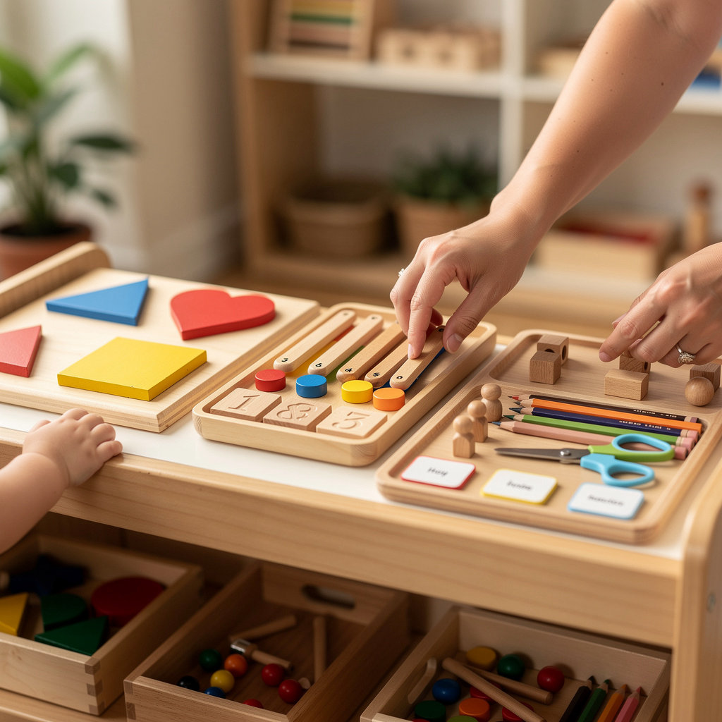 THE BILINGUAL MONTESSORI children engaged in Montessori and bilingual learning activities in San Diego